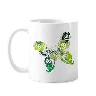 Imagem de Caneca de porcelana de café de cerâmica com borboleta verde animal