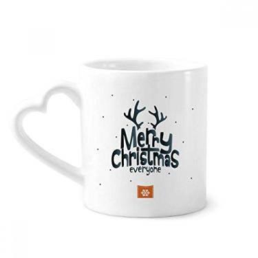 Imagem de Caneca com estampa de desenho animado de rena Merry Christmas Caneca de café cerâmica copo de coração de vidro