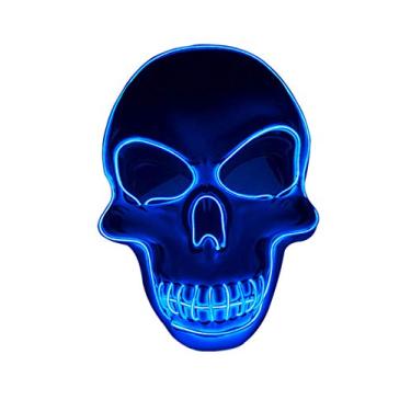Imagem de Bestgift Acessório de fantasia de decoração de rosto de Halloween brilhante brilhante azul 25 x 22 cm