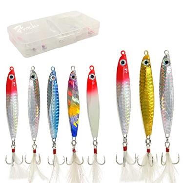Imagem de Isca de pesca de metal para pesca em água salgada e doce, micro colher para jigging Spoon Jig vertical (Embalagem com 8)