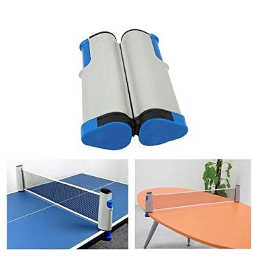 Imagem de ALLOMN – Conjunto de rack de rede portátil para pingue-pongue retrátil para jogar ping pong, ajustável em qualquer mesa em qualquer lugar, acessórios de substituição para jogo interno (cinza azul)