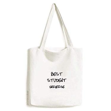 Imagem de Melhor sacola de lona com citação estudantil universo escolar bolsa de compras casual bolsa de mão