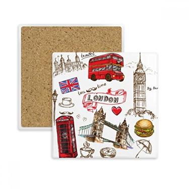 Imagem de Porta-copos quadrado de montanha de hambúrguer do Reino Unido para carro de ônibus em torre de coração pedra isolante