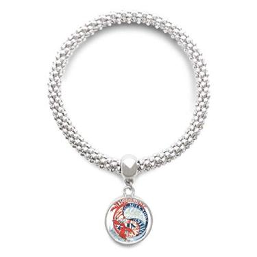 Imagem de DIYthinker Pulseira de prata com pingente de organza marinha World Beach Lagosta com pingente de corrente ajustável