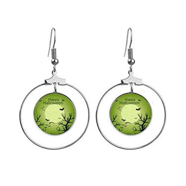Imagem de Brincos de argola com pingente de árvore verde Happy Ghost Fear Halloween