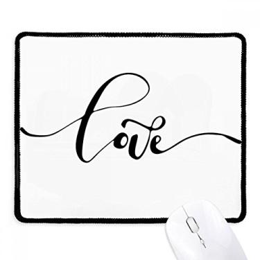 Imagem de Mouse pad Love Line com citação de escrita à mão e borda costurada preta antiderrapante