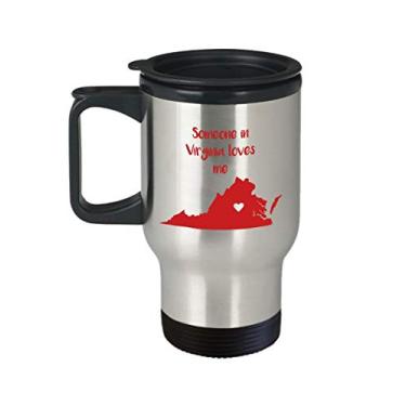 Imagem de Caneca de viagem Someone in Virginia Loves Me – Caneca de chá divertido com isolamento de café de cacau quente – ideia de de Natal