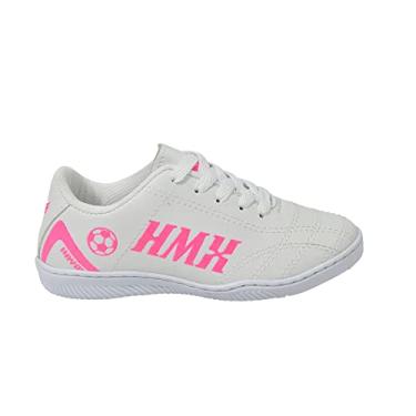 Imagem de Chuteira Infantil Futsal Tenis Premium Original HMX Haymax cor:Branco+Rosa;Tamanho:31