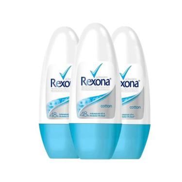 Imagem de Kit Desodorante Roll On Rexona Cotton 50ml - 3 Unidades