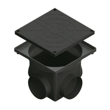 Imagem de Caixa De Passagem E Inspeção De Esgoto P Preta 4,5l (24 X 24 X 20 Cm)