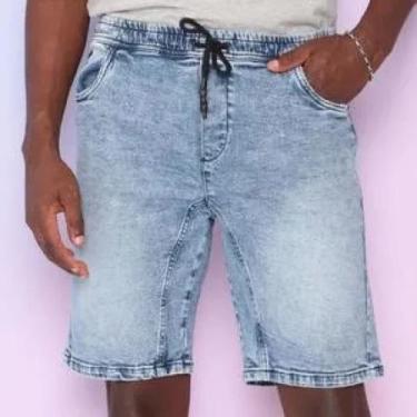 Imagem de Bermuda Jeans Com Elástico. - Azul Claro. - Triton 003.14.01279