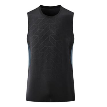 Imagem de Camiseta regata masculina Active Vest Body Building Muscle Fitness Slimming Ice Silk Fabric Compression Shirt, Preto, 3G