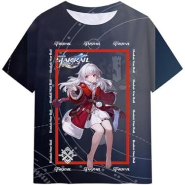 Imagem de bwpilczc Camiseta 3D Honkai Star Railr logotipo de verão feminina masculina manga curta camiseta legal, Estilo 2, G