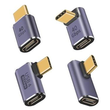 Imagem de Duttek Adaptador de ângulo reto USB C estilo 4, adaptador de ângulo USB C [40Gbps 100W PD] Conector de extensão tipo C para tipo C para Steam Deck, ROG Ally, Switch, notebooks, tablets e telefones