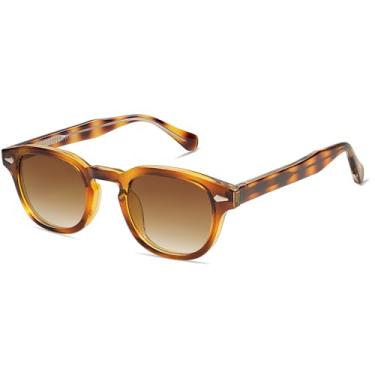 Imagem de SOJOS Óculos de sol retrô pequenos redondos para homens e mulheres moderno estilo círculo UV400 óculos de sol unissex SJ2251, Grau de tartaruga amarela/marrom, Tiny
