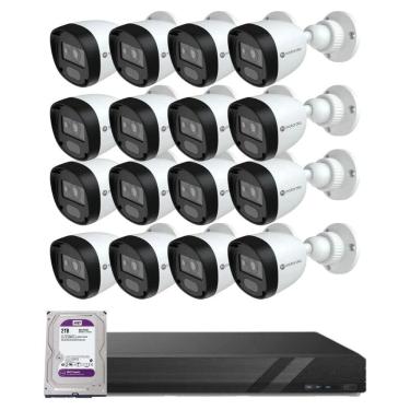 Imagem de Kit CFTV Motorola DVR 16 Canais + 16 Câmeras de Segurança Bullet com Visão Noturna Full HD 2MP 1080P IP66 20 metros + HD Western Digital 2TB Purple