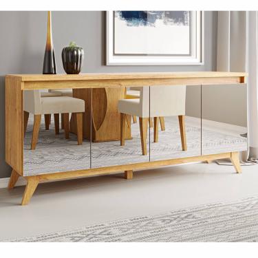 Imagem de Buffet 4 Portas com Espelhos 2 Prateleiras Internas Arezzo Cobre - Casa Giulia