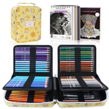 Imagem de HIFORNY Conjunto de 130 lápis de cor para adultos – 120 cores lápis de colorir com extras, núcleo macio para artistas, lápis de desenho, materiais de artesanato para adultos iniciantes