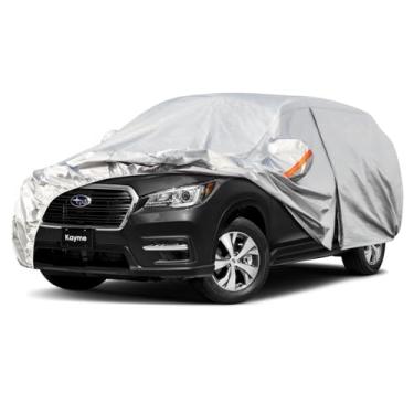 Imagem de Capa de carro SUV de 6 camadas Kayme Impermeável para todos os climas para automóveis, cobertura completa para uso externo, proteção contra chuva e sol, UV, prata