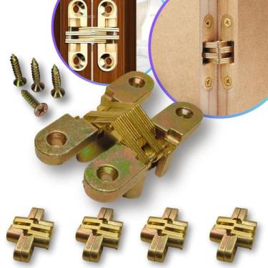Imagem de Kit 4 Dobradiça Invisível Oculta Cruz 45mm + Parafusos 15kg - RAYCO