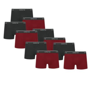 Imagem de 10 Cuecas Boxer Box Selene Em Algodão Cotton, Preto, Bordô, P