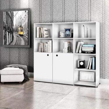 Imagem de Armário Multiuso Livreiro  2 Portas 12 Nicho Branco Monaco - Bela Casa