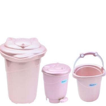 Imagem de Cesto de Roupa com balde 11 litros lixeira pedal organizador - PLASTBR