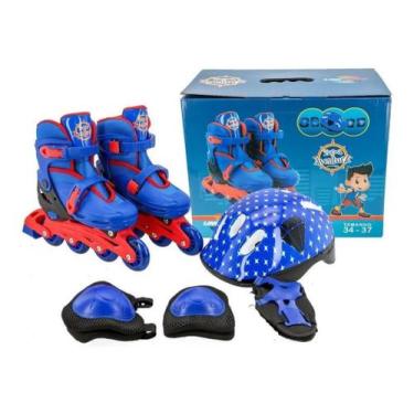 Imagem de Kit Patins In Line Da Turma Aventura Azul 34/37 1502 Unitoys