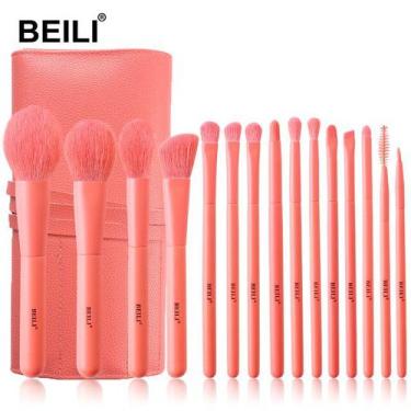 Imagem de kit Pincéis Para Maquiagem 15 Pçs Cabelo Sintético Acompanha O Estojo 