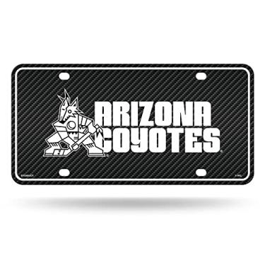 Imagem de Rico Industries NHL Arizona Coyotes etiqueta automotiva de metal de fibra de carbono 21,5 cm x 28 cm - ótimo para caminhão/carro/SUV