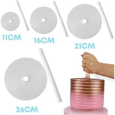 Imagem de Guindastes cru para bolo nas medidas 11/16/21/26 cm - Xalu, Marrom, 11