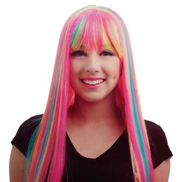 Imagem de Peruca Longa Lucy Multicolorido para Cosplay - 63cm - Cromus