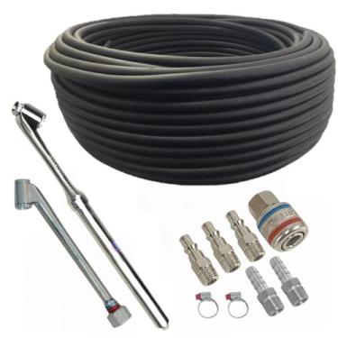 Imagem de Mangueira Compressor 5/16 10 Metros Kit bico duplo engate