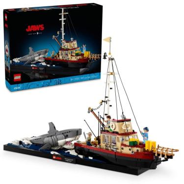 Imagem de Kit de ama, conjunto de mandíbulas LEGO Ideas com barco Orca e minifiguras