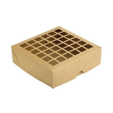 Imagem de Caixa com Visor Vazada S3 (14cm x 14cm x 4cm) Kraft 10 unidades Assk R