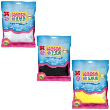 Imagem de Kit 3 Unidades Massa De Eva Para Modelar Make+ Pacote 50g - MAK+