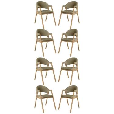 Imagem de Kit 8 Cadeiras Suellen Luxo Reforçada Mesa De Jantar Linho Bege