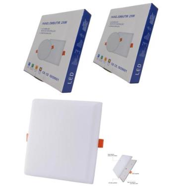 Imagem de Kit 2 Luminária Plafon Led Borda Infinita 25W Embutir Quadra Bivolt Ne
