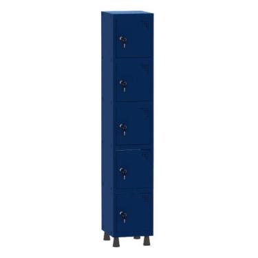Imagem de Armário Guarda Volume Locker Roupeiro 1 Vão 5 Portas Aço GRF501/5 Azul