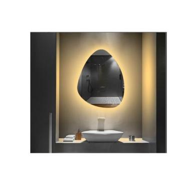 Imagem de Espelho orgânico decorativo iluminado com led quente 60x80cm - Woodgla