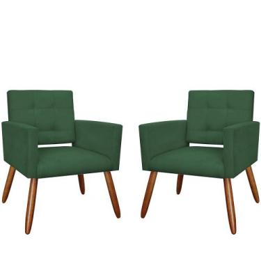 Imagem de Combo 02 Poltronas Decorativas Camila Pés Palito Suede Verde - DS Esto
