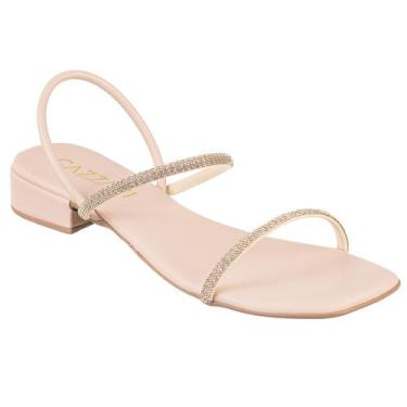 Imagem de Sandália Macia Feminina Salto Baixinho Casual Brilho Estilo - Cazzani,