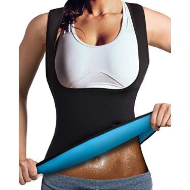 Imagem de DoLoveY Colete feminino de neoprene sauna modelador de cintura quente espartilho slim modelador corporal com zíper regata para treino, Preto (sem zíper), X-Small