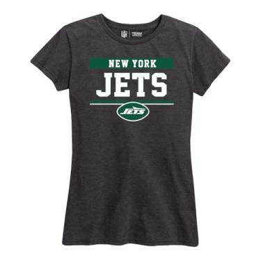 Imagem de Camiseta feminina NFL de ajuste relaxado, roupa de futebol, camiseta de manga curta sem etiqueta (New York Jets - preta, feminina GG)