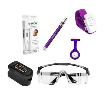 Imagem de Kit De Enfermagem Acessórios De Bolso Com Lanterna Relogio Oximetro (LILAS)