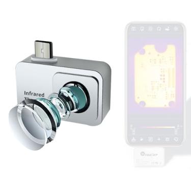 Imagem de Daconovo Termovisor portátil para celular -15 ℃ a 600 ℃ Suporte para câmera de imagem térmica pequena Medição máxima mínima da temperatura central 6 modos de paleta de cores comutáveis