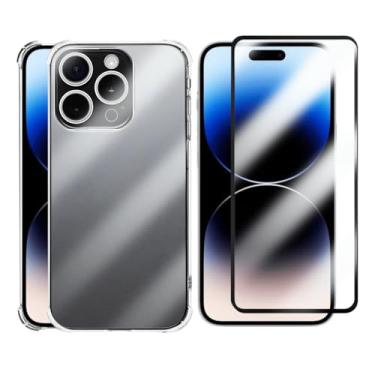 Imagem de Capa Capinha Case Anti Impacto Transparente Premium Silicone + Película de Vidro 3D Compatível iPhone 14 Pro Max