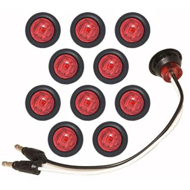 Imagem de CONVEX 10 peças de mini luz redonda de LED com conectores de bala de 0,5 cm; trailer trailer RV; padrão universal da indústria DOT compatível (VERMELHO)