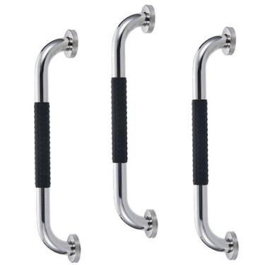 Imagem de Barra de Apoio 30cm Inox Superficie Antiderrapante Kit 3 unidades Banh