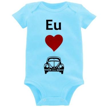 Imagem de Body Bebê Eu amo fusca - Foca na Moda, Azul bebê, M